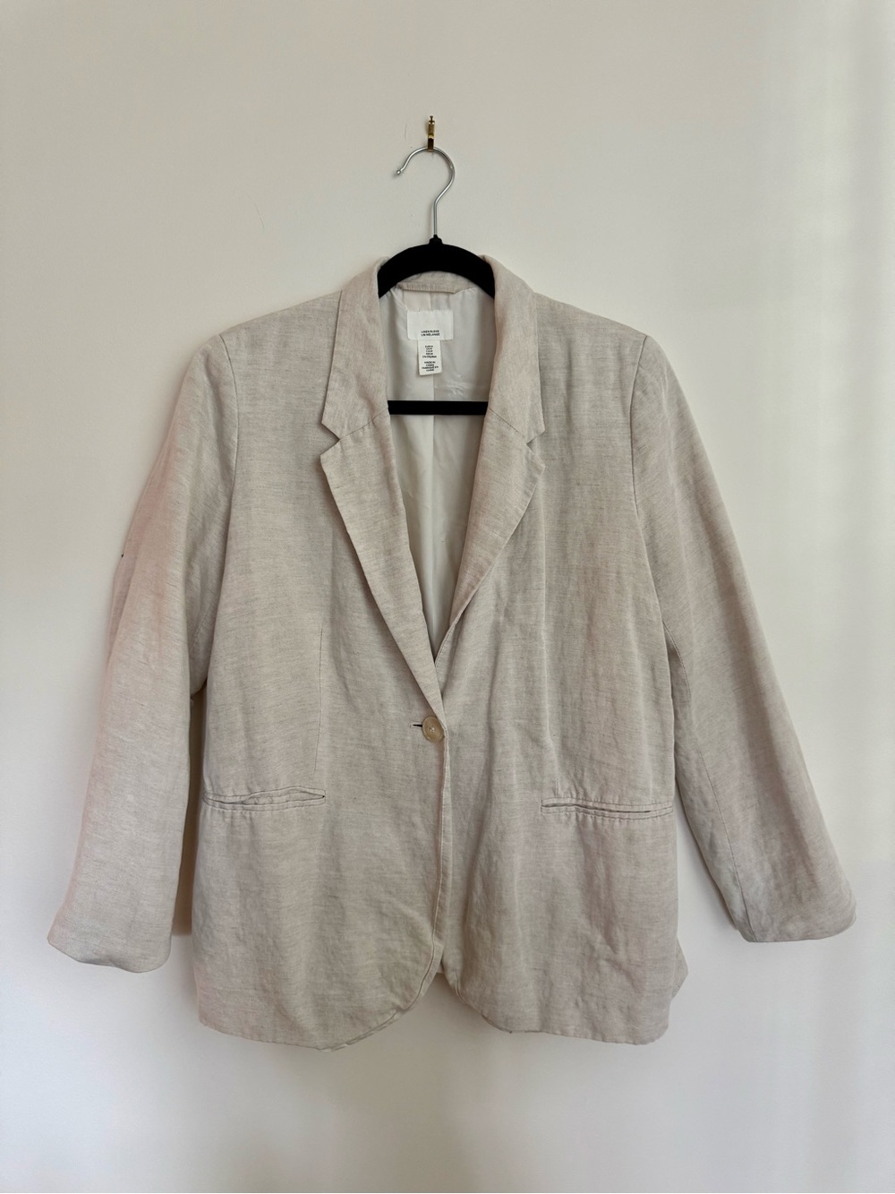 H&M Linen Blend Beige Relaxed Blazer Size M